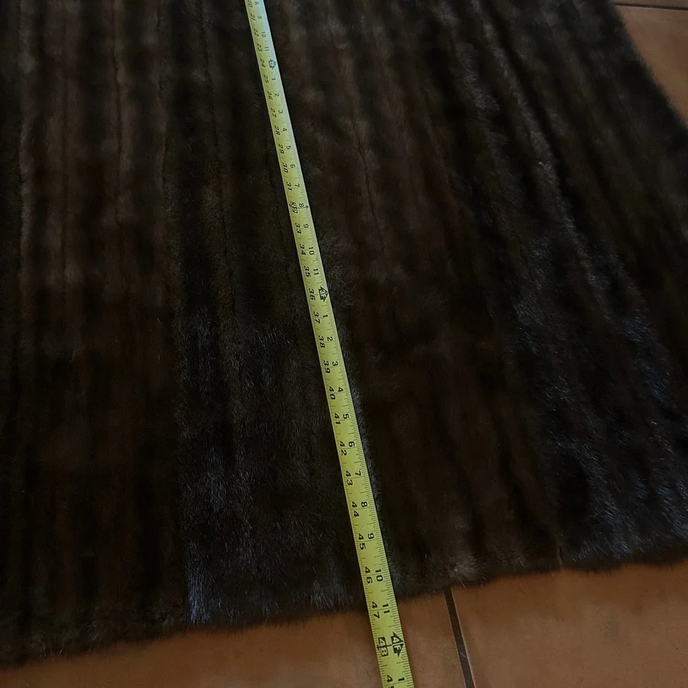 Vintage Genuine Mink Fur Throw Blanket Mahogany Brown Large Pelt Rug 59x48